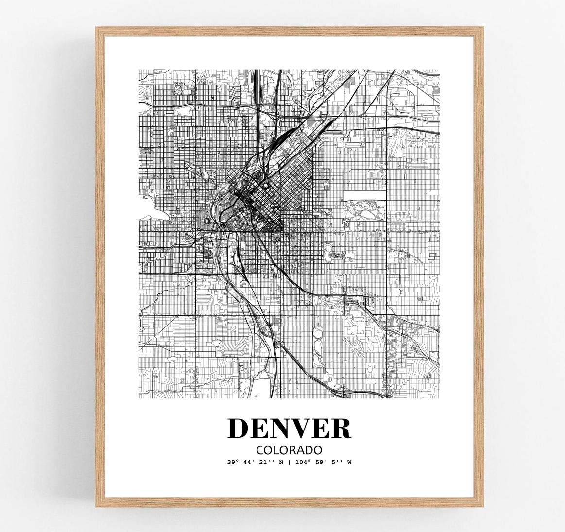 Eleville 18X24 Unframed Denver Colorado City View Abstract Road Modern Map Art Print Poster Wall Office Home Decor Minimalist Line Art Hometown