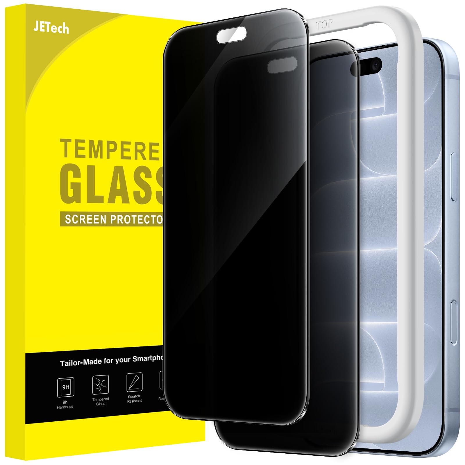 JETech Privacy Pellicola Protettiva per iPhone 18 Pro, 2 Pezzi | Anti-Spia, 9H+ Vetro Temperato, Installazione Facile, Resistente ai Graffi, Anti-Impronte