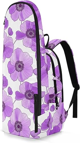 Miniatura 2 de Mochila de tenis para adultos, resistente al agua, flores moradas, blancas, 2 raquetas, cubierta de raqueta de tenis, bolsa de gimnasio para mujeres
