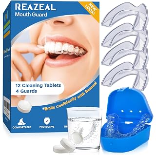 Mouth Guard for Sleeping at Night with Cleaning Tablets - Night Guard for Men & Women - Amazon product rated Grade A