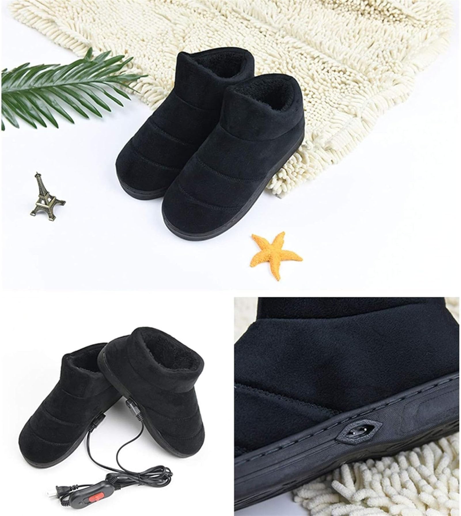 Scaldapiedi Elettrico Temperatura Regolabile Pantofole Riscaldate con Foderato in Peluche Scaldapiedi Donna Uomo Scarpe Riscaldanti Elettriche per Interni All'aperto per L'Ufficio,B,38/40