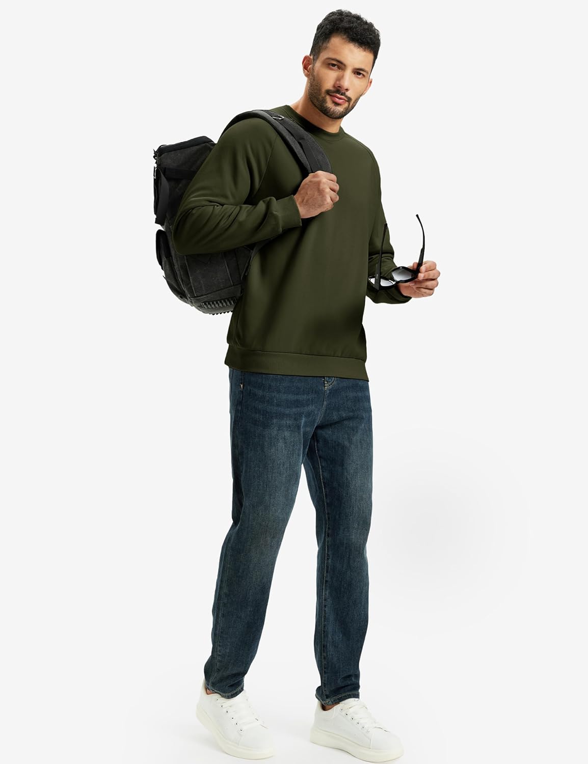 TACVASEN Mens Sherpa Lined Sweatshirts Winter Fleece Midweight Pullover Sweater Warm Crewneck Sweatshirt - Image 6