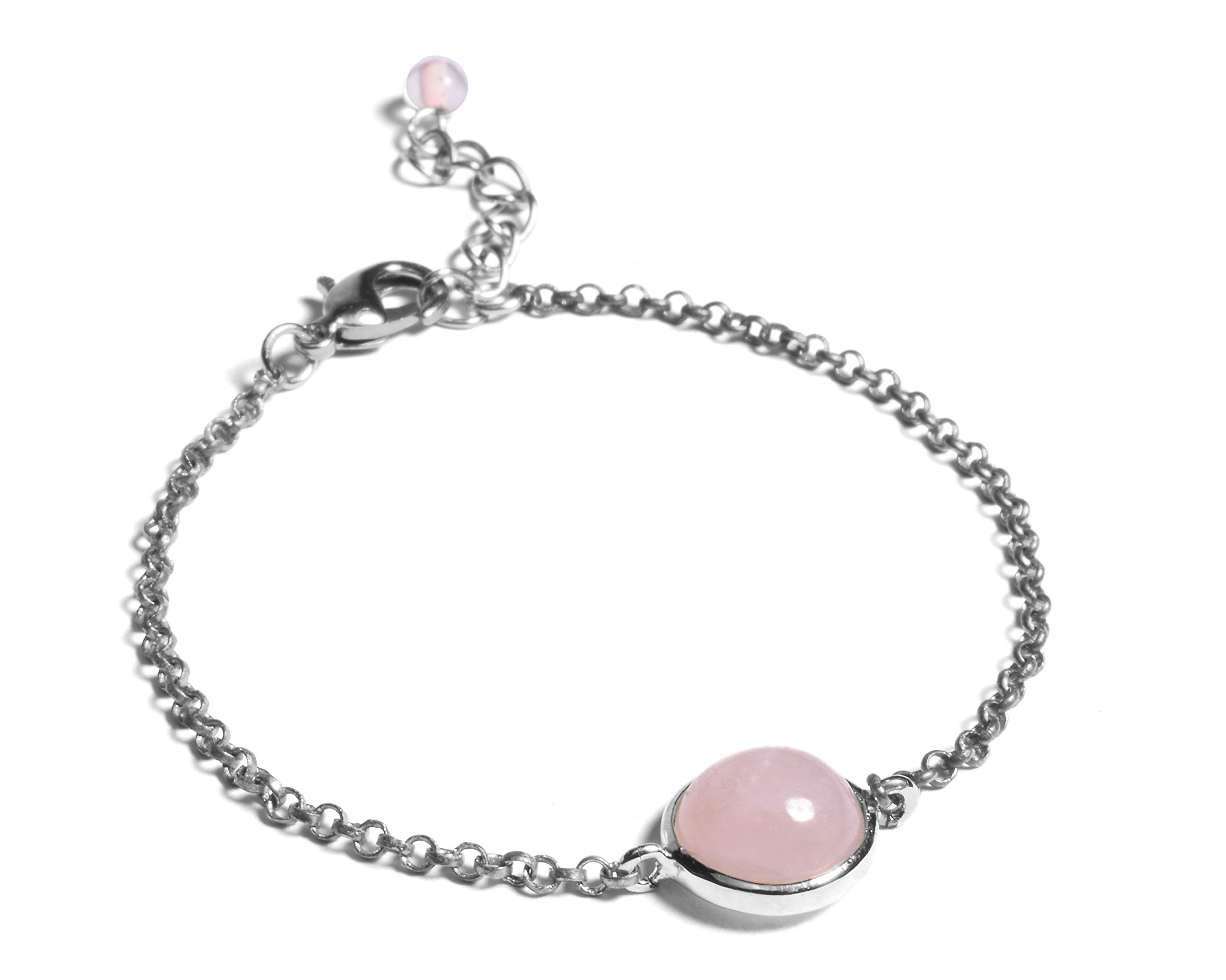 Gempro Certified Natural Rose Quartz Love Gemstone Silver Plated Casual Wear Bracelet for Women, Pink (B08N6RLQQ3) Amazon Price History, Amazon Price Tracker