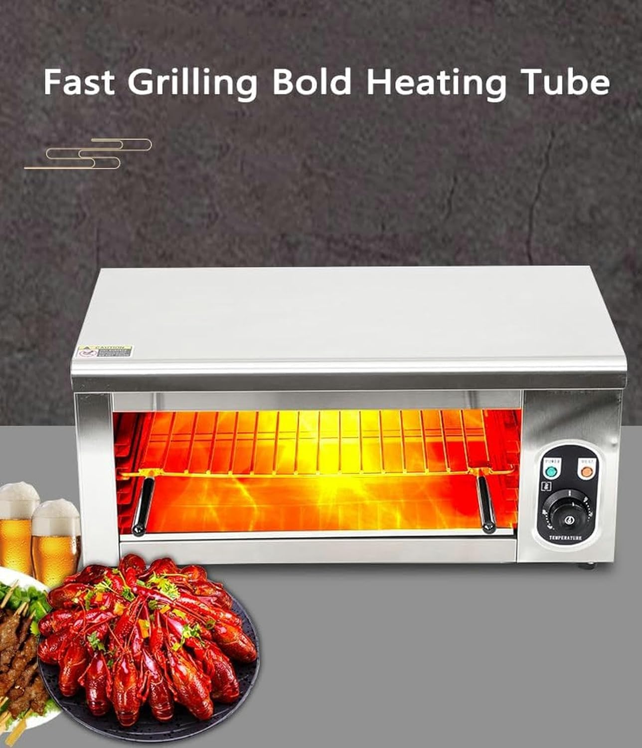 Commercial Thermostatically Controlled Electric Oven, 4000W Food Tabletop Electric Oven, Professional Electric Grilled Chicken Chop Steak Oven, Grid Chicken Oven and Toaster Oven