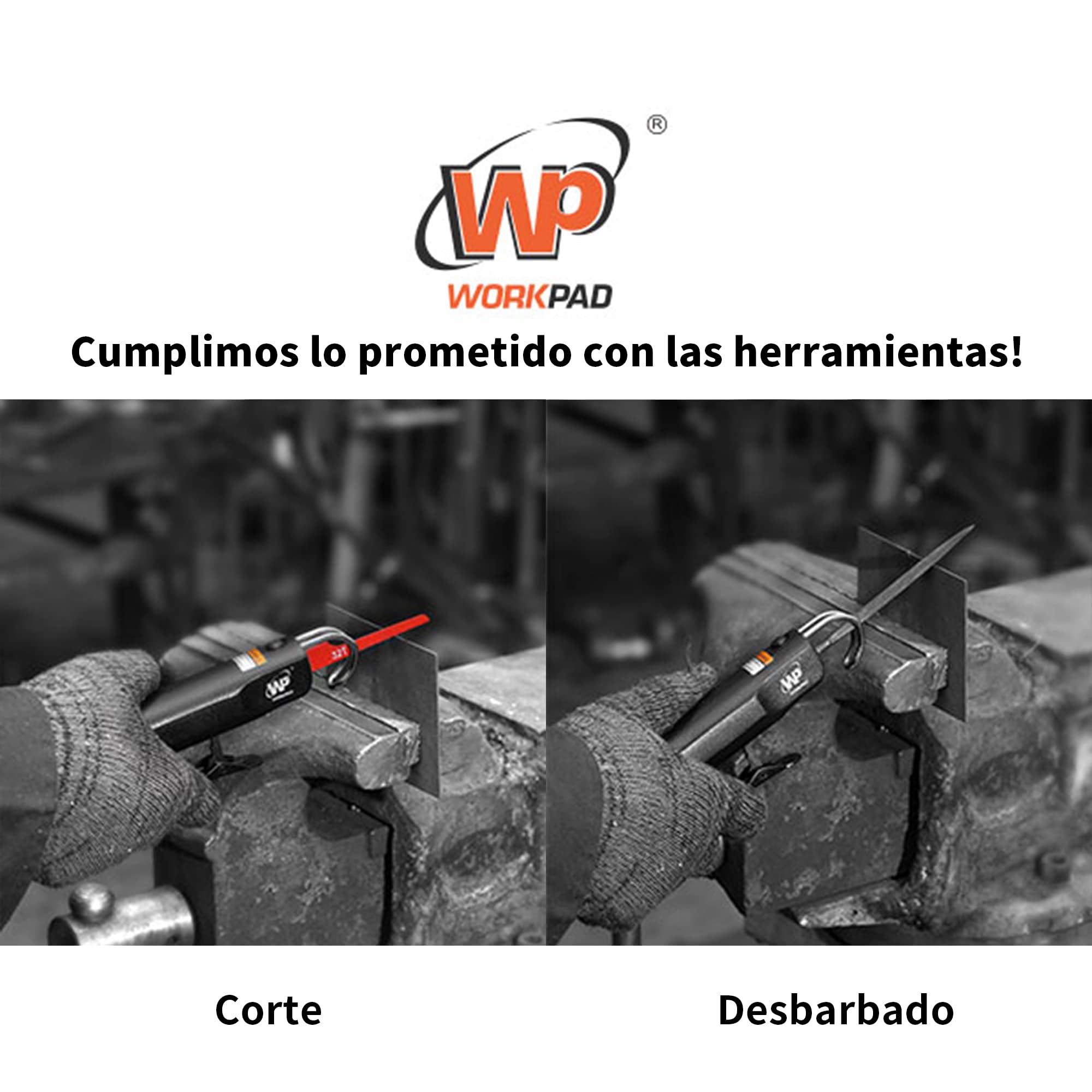 WorkPad Lima neumática polivalente Sierra neumática con 5 juegos de limas y 5 limas de 24T y 5 limas de 32T