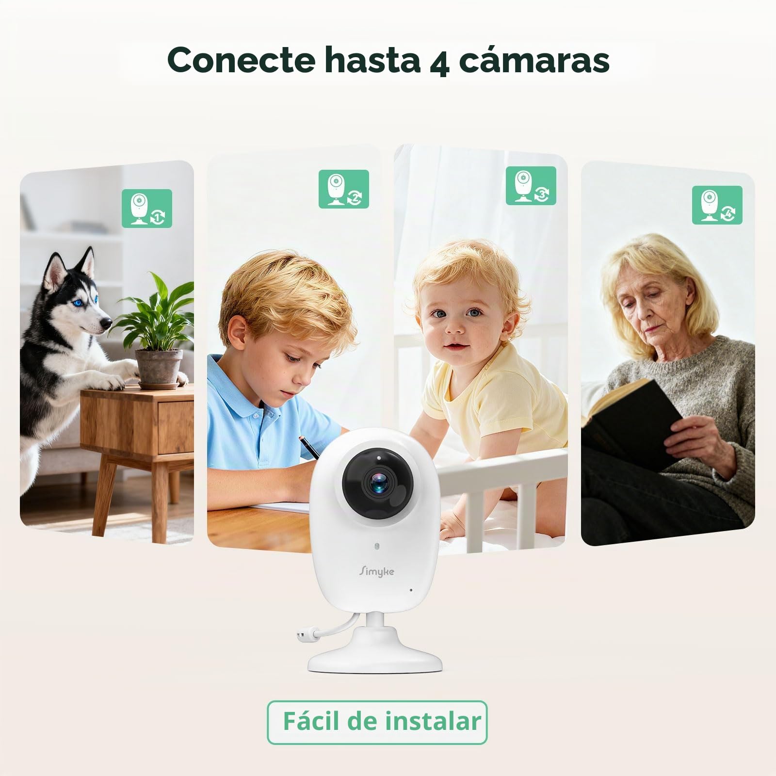 Simyke Monitor de video para bebé con pantalla HD de 3.5 pulgadas, cámara de monitor de bebé de conversación de 2 vías con video y audio HD, visión nocturna, temperatura VOX y monitoreo de bebé de