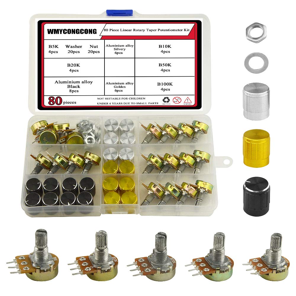 WMYCONGCONG 80 PCS B5K B10K B20K B50K B100K Ohm Knurled