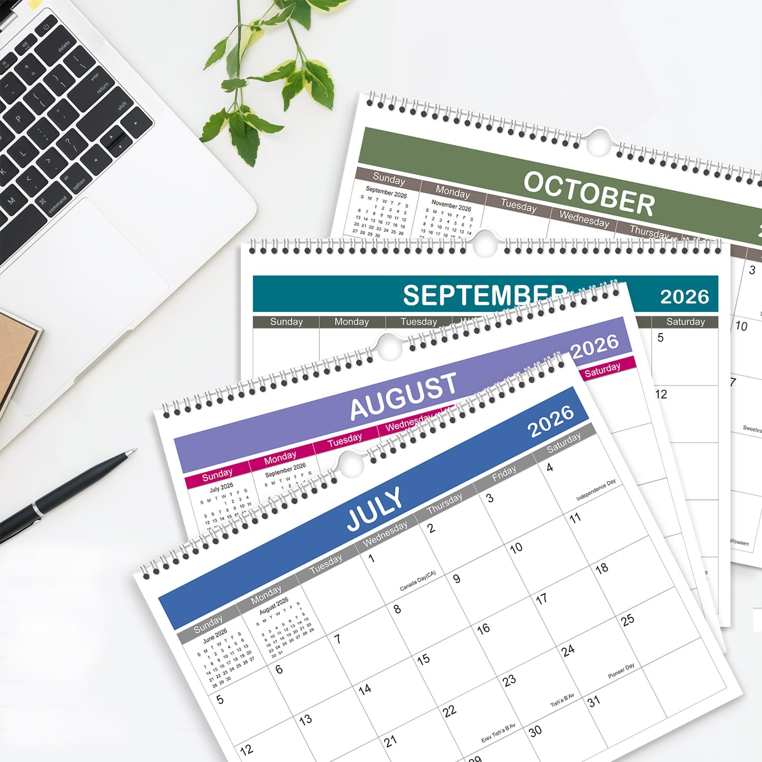 Wandkalender 2026 - 2027 Kalender läuft von Januar 2026 - Juni 2027, 36,8 x 29,2 cm, einfacher Wandkalender mit Notizen, Doppeldrahtbindung + Aufhängehaken + dickes Papier