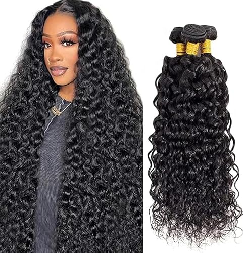 24 26 28 Inch Natural Black Color Human Hair Bundles Water Wave Bundle 3 Bundles