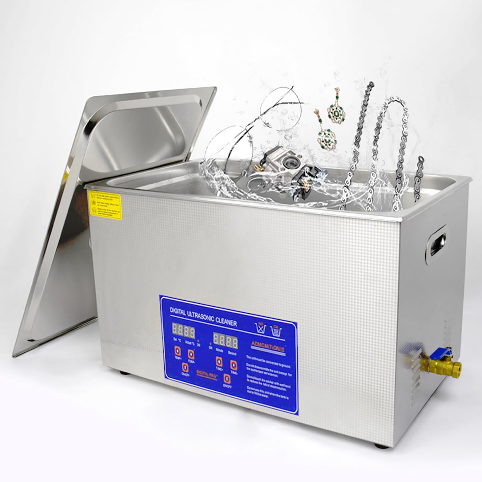 bestyksDispositivo de limpieza por ultrasonidos de 22 L, para gafas, 40 KHz, limpiador ultrasónico con calefacción, temporizador, limpiador ultrasónico, para joyas, gafas, relojes, dentaduras, piezas