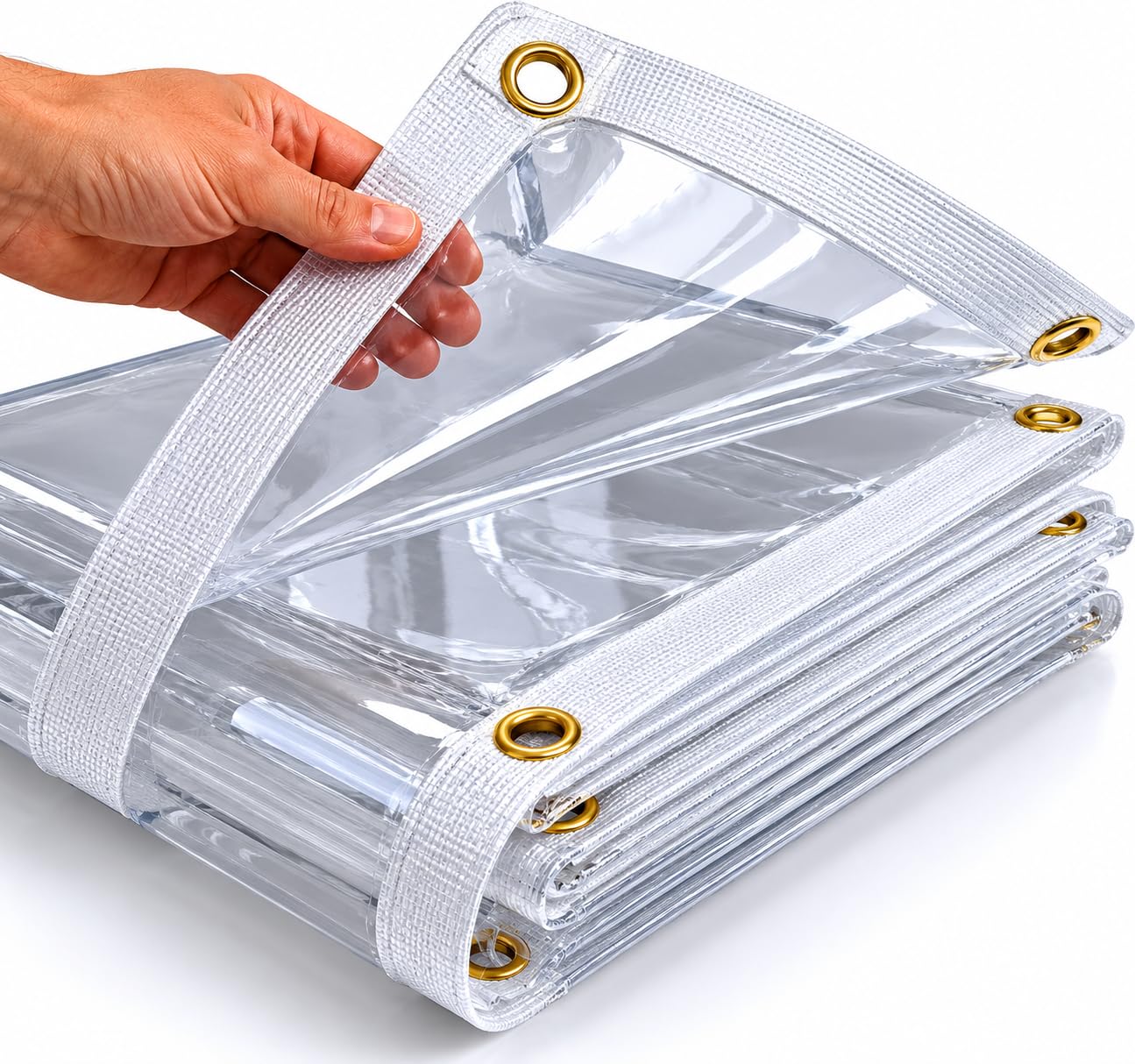 Plane 3x4m Transparent 746g/m² Wasserdicht mit Ösen Abdeckplane PVC 0,50mm Strapazierfähig Wetterfest Faltbar Schutz Reißfest Verstärkter Rand Rostfrei UV-Stabilisiert Schimmelresistent