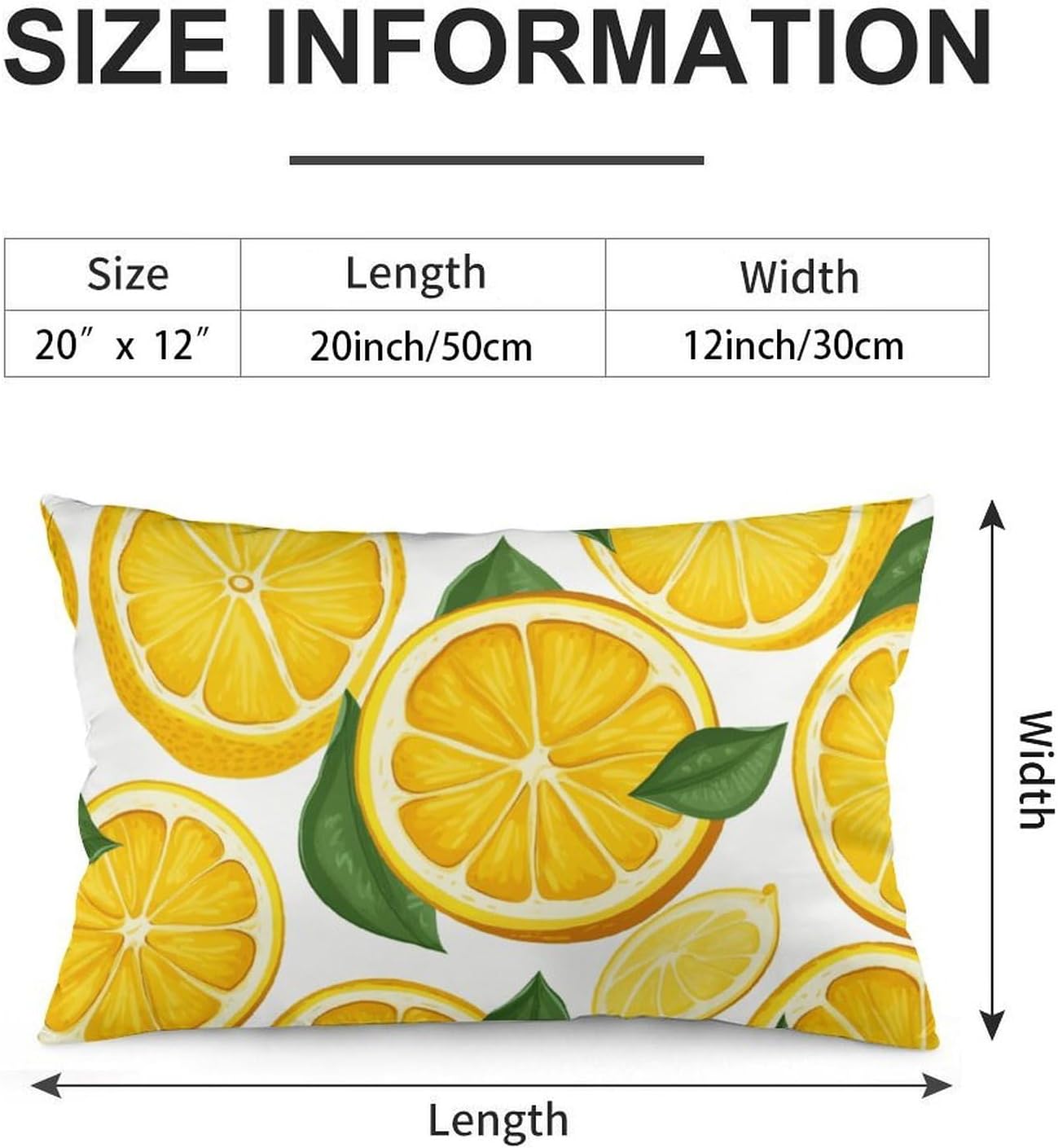 Lemon Fruit Pattern Pillow Cases Queen Size Set of 1 Soft Comfortable Throw Pillows Covers Decorative Pillowcase with Zipper Bed Cushion Covers for Couch Sofa Bedroom 12 "x20