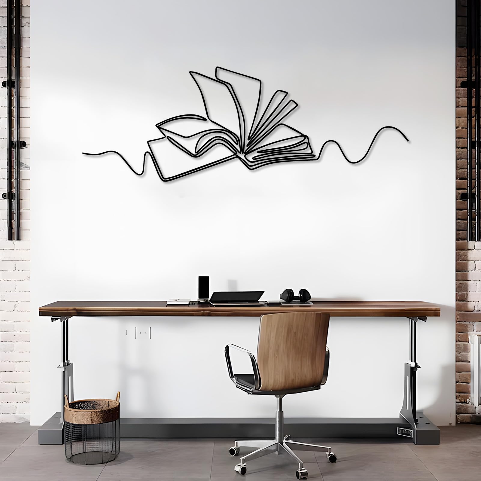 洋書 WALL ELEMENTS ART WALL Amazon.com: SZI Book Metal Wall Art, Line Art Book Wall Decor
