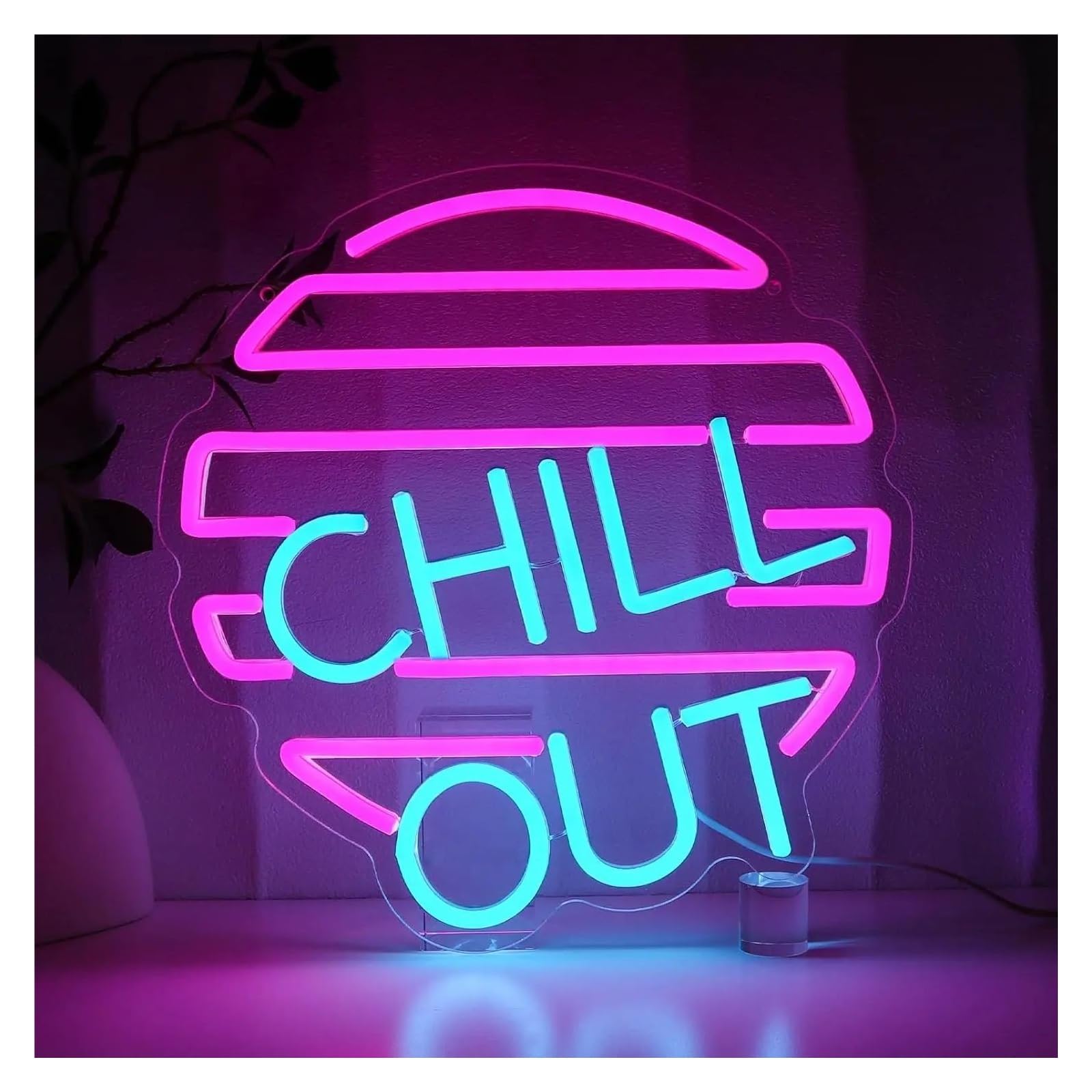 SHOUXI Sign Lamp Chill Out Neon Sign for Wall Decor, for Bedroom Lounge Game Room Bar Hotel Cafe 35cm