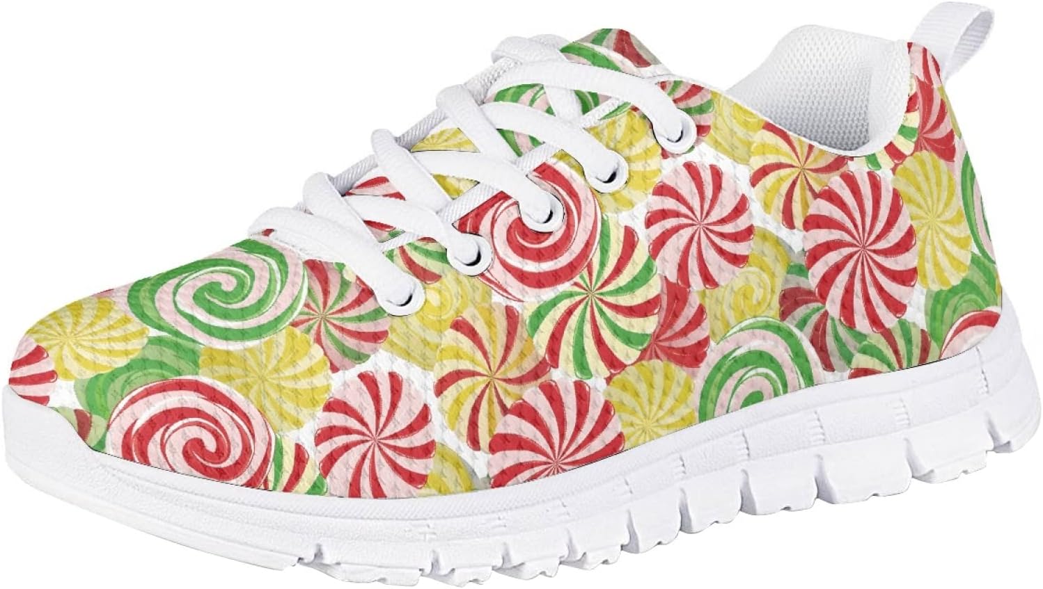 Kids Novelty Shoes for Girls Breathable Mesh Lightweight Running Tennis Shoes Cute Print Athletic Sneakers