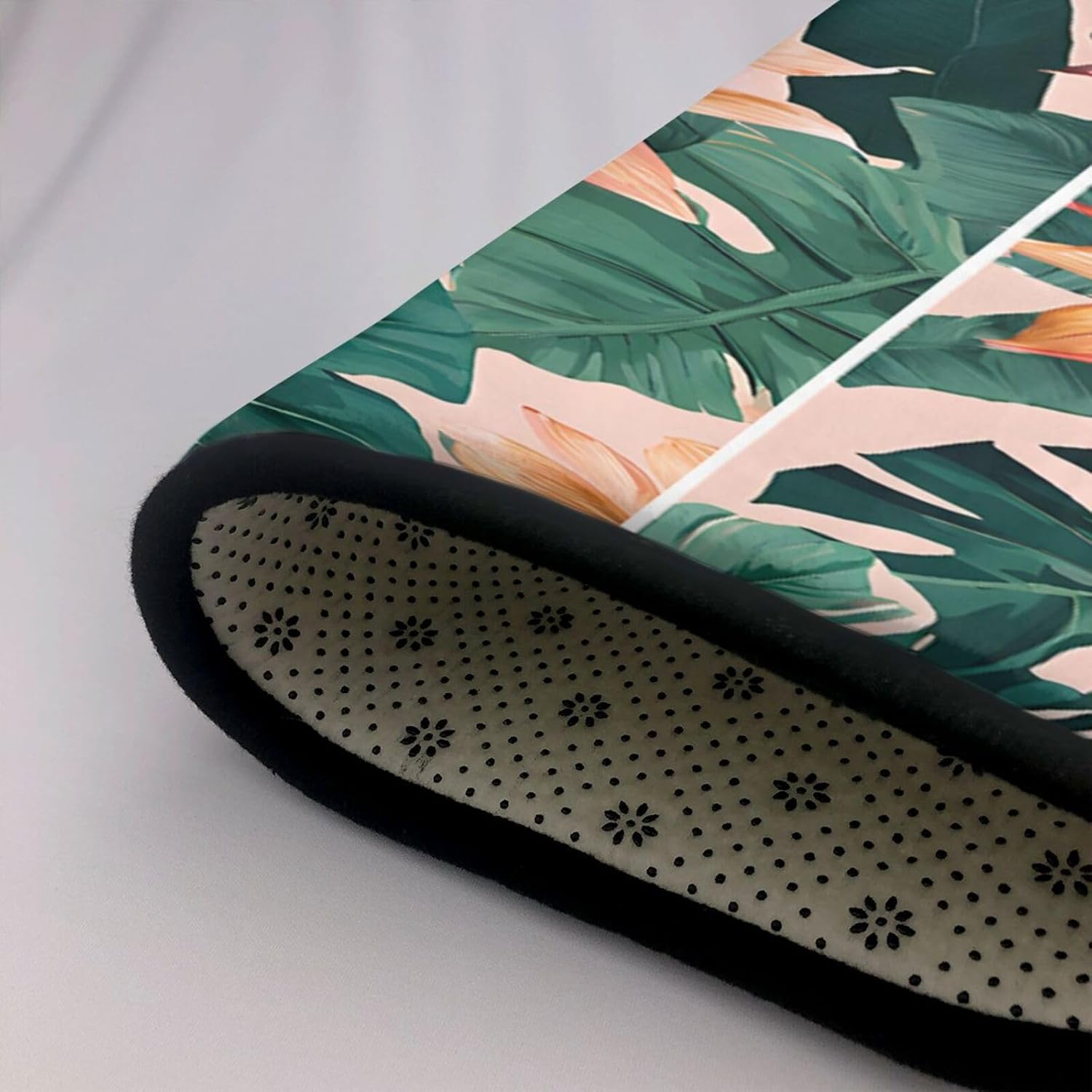 Flannel Non-Slip (Tropical Summer Hawaiian Flower Palm Leaves) Rug Pad 80×50in Soft Washable Protective for Hardwood Floors Bedroom Bathroom Living Room