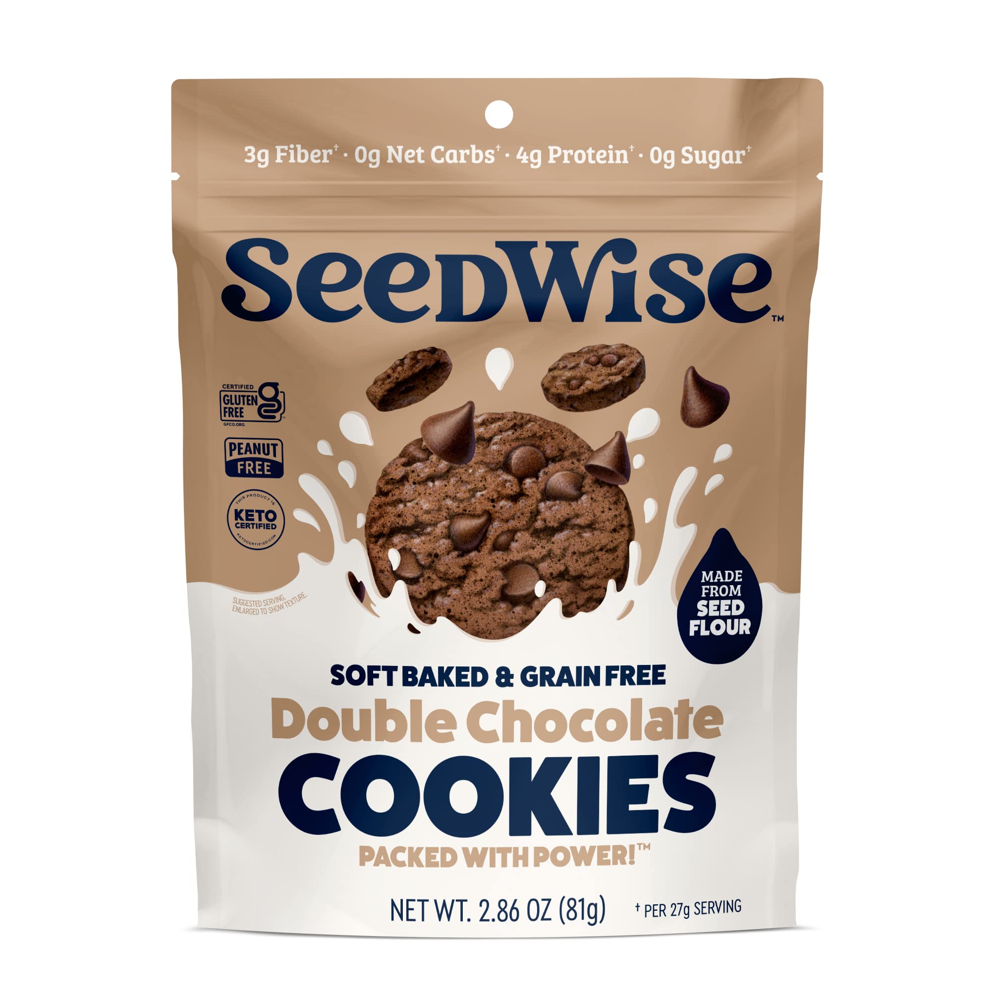 Ozery Bakery Seedwise - Double Chocolate Cookies, Soft Baked and Grain Free, 3-Count Bag (Pack of 3)