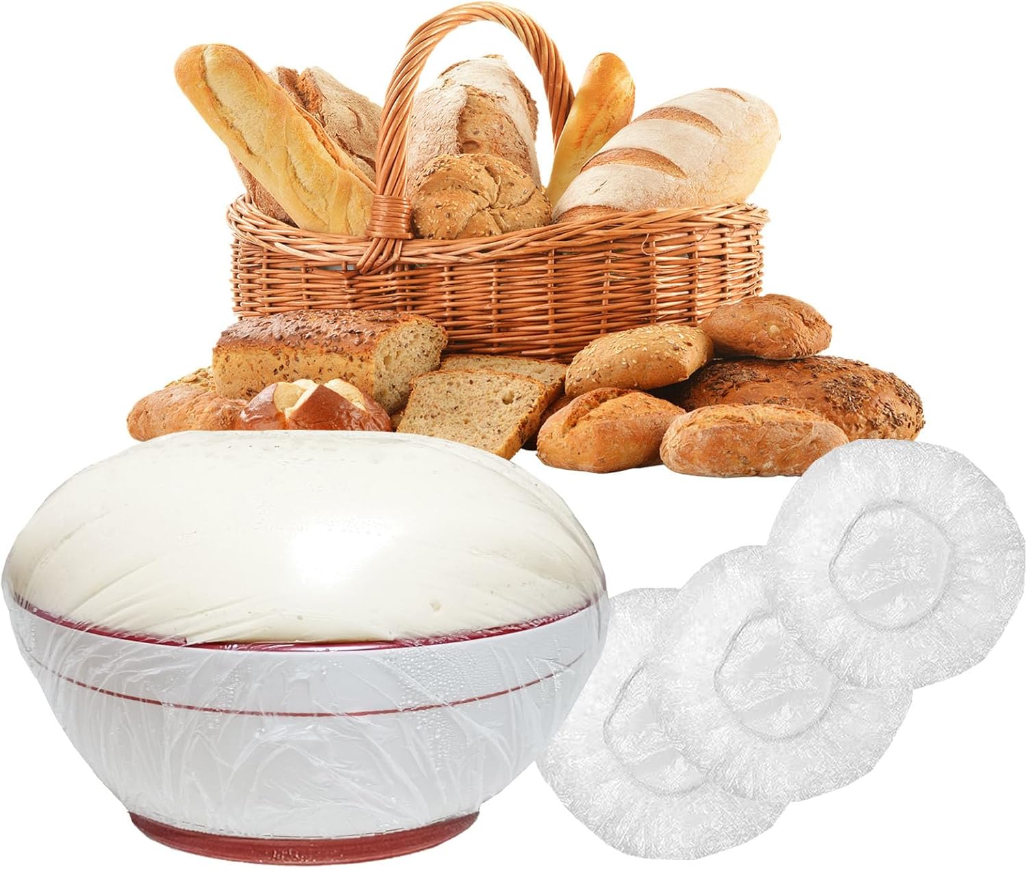 STAYWILD 100pcs Elastic Bowl Covers for Bread Proofing,Plastic Proofing Bowls/Basket