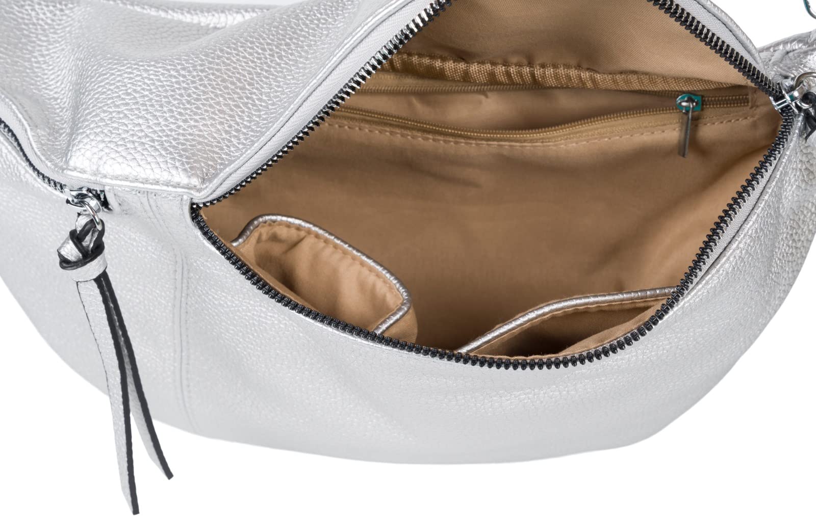 styleBREAKER Bolso bandolera media luna para mujer,Plata