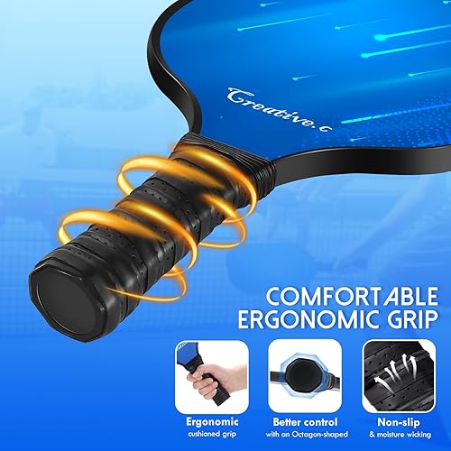 Miniatura 3 de Creative.c Fiberglass Pickleball Paddles, Pickleball Paddles Set of 2, Fiberglass Face Pickleball Racket, 4 Pickleball Balls for Indoor & Outdoor