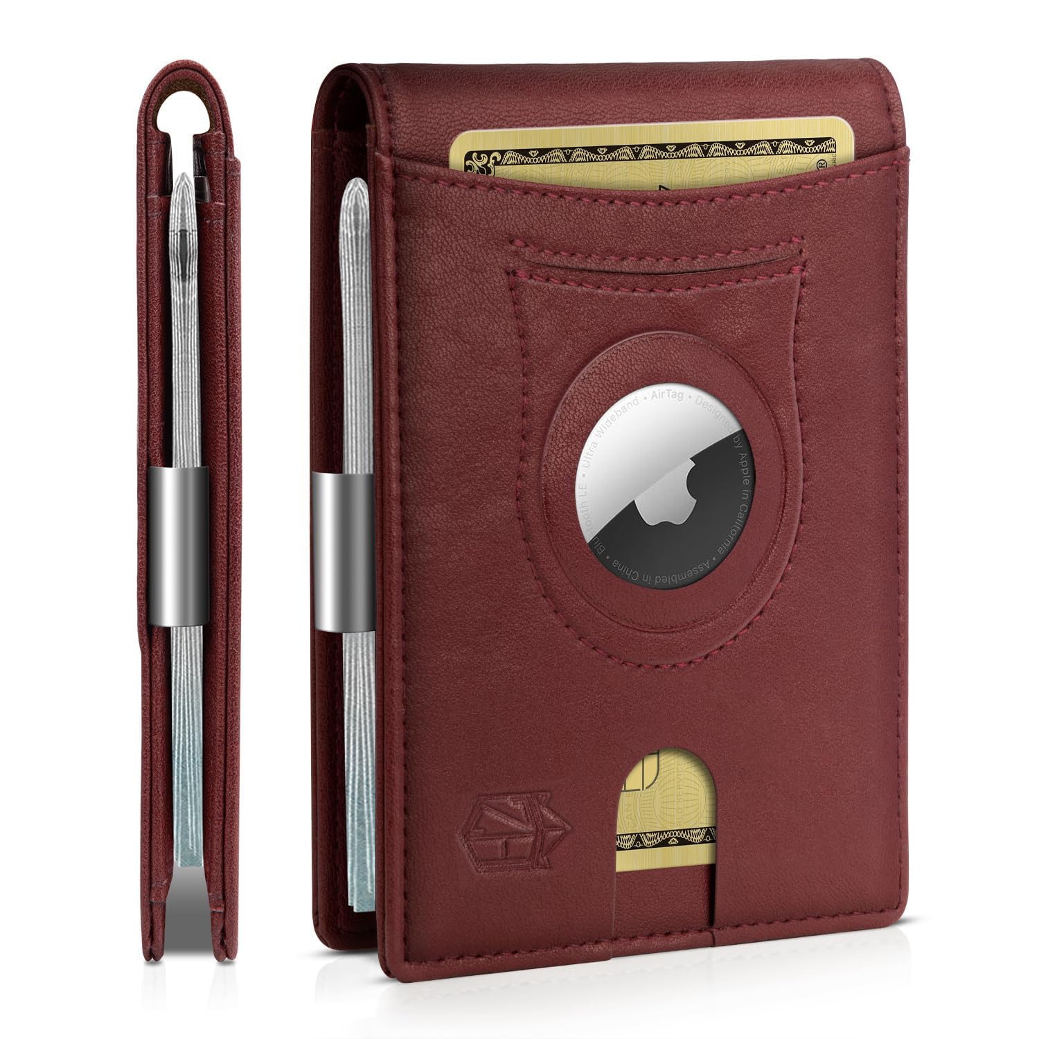 Zitahli Men's Wallets Airtag Holder Slim Rfid Leather with Gift Box