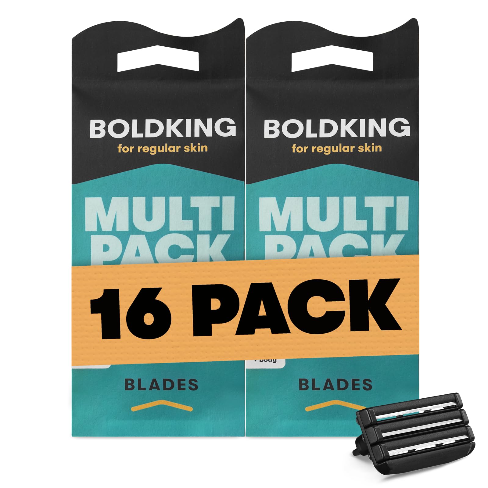 Boldking Rasierklingen 16 Stück Regular - Valuepack flexible Rasierklinge für Nassrasierer - Rasierklingen Herren für eine gründliche Rasur - Recycelbare Klingen Rasierer