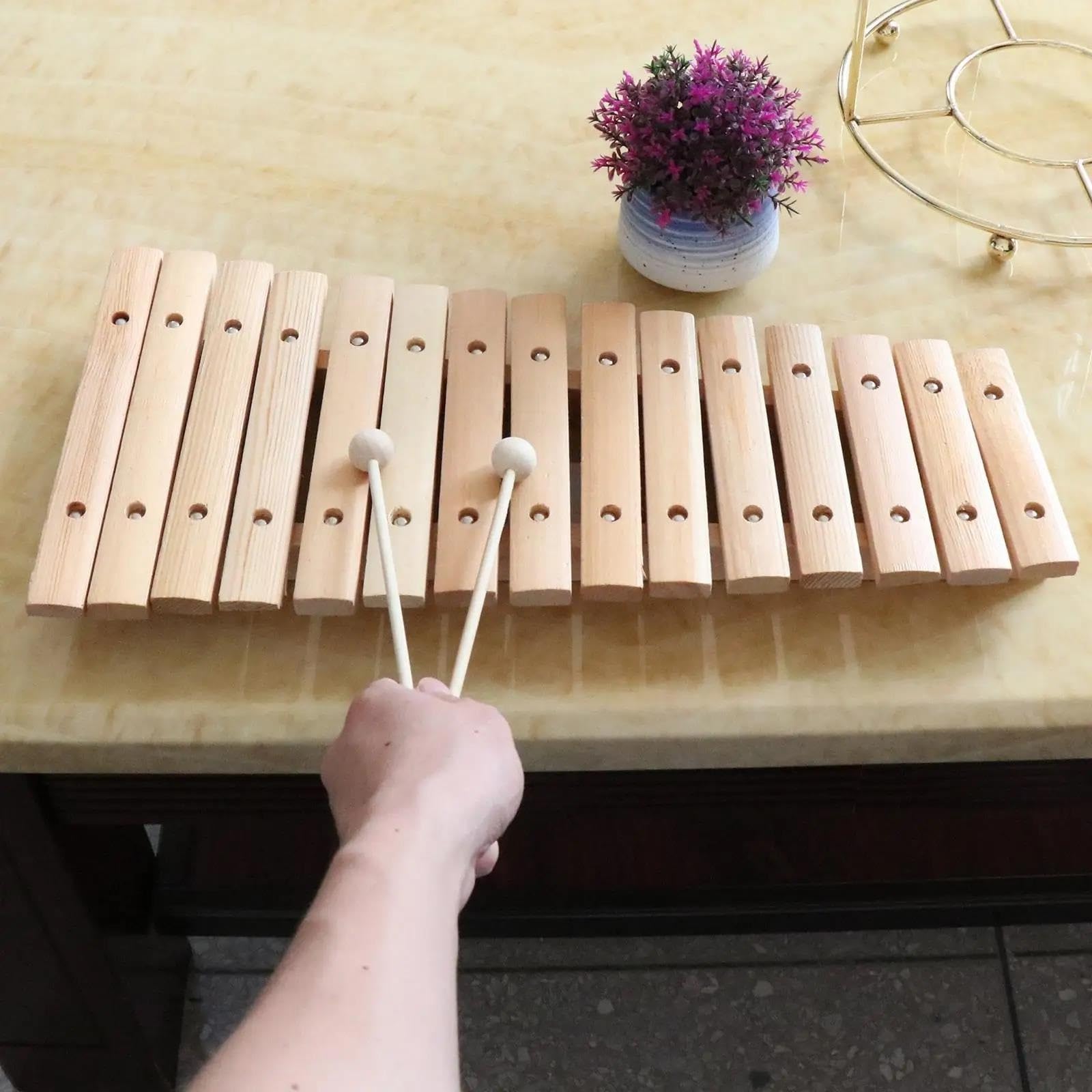 instrumento xilófono Xilófono De Madera De 15 Notas Con 2 Mazos De Diseño Exquisito.