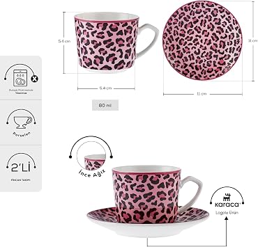 Karaca Britney Set of 2 Coffee Cups 80 ml