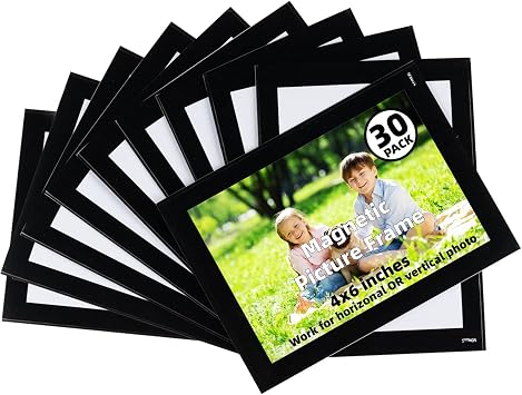 STTMGN Magnetic Picture Frames for Refrigerator 4"X6",30 Pack,Magnet Photo Frame Pockets/Greeting Card Sleeve,Decorations for Lockers