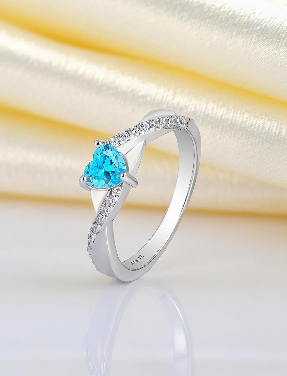 YL 925 Sterling Silver Engagement Rings 5MM Heart Cut Birthstone Infinity Ring for Women-size5