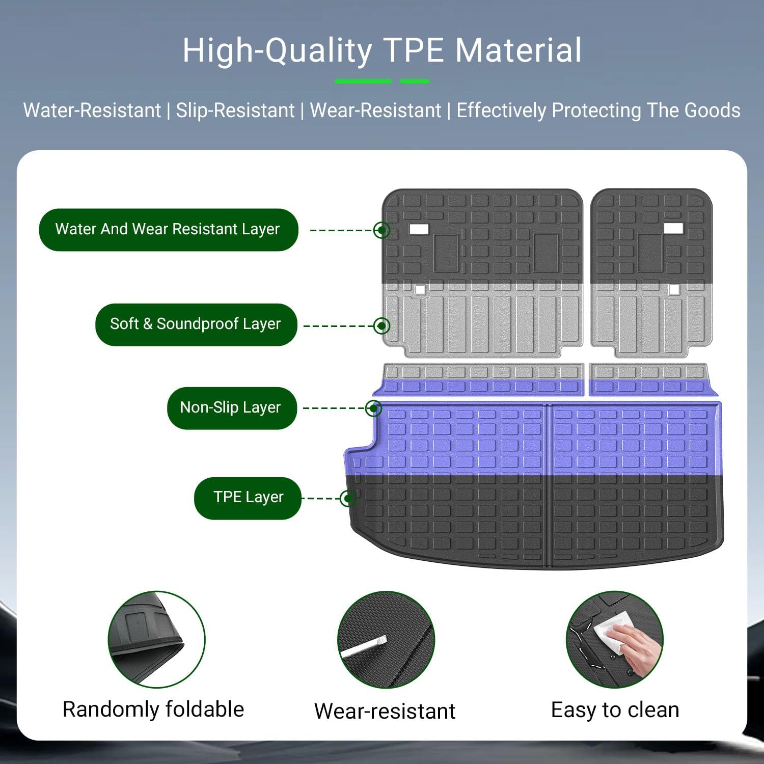 7&8 Seats Cargo Mat Compatible with 2018-2024 Chevy Traverse Cargo Liner Trunk Backrest Liner Trunk Mat Replacement for 2018-2024 Chevy Traverse Accessories - Image 5