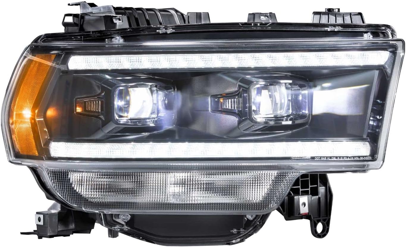 Morimoto XB Hybrid LED Headlight OEM Upgrade Fits 2019-2024 Dodge Ram 2500/3500, Plug and Play White DRL Headlight Assemblies with Turn Signal & UV Coated Lens (LF704)