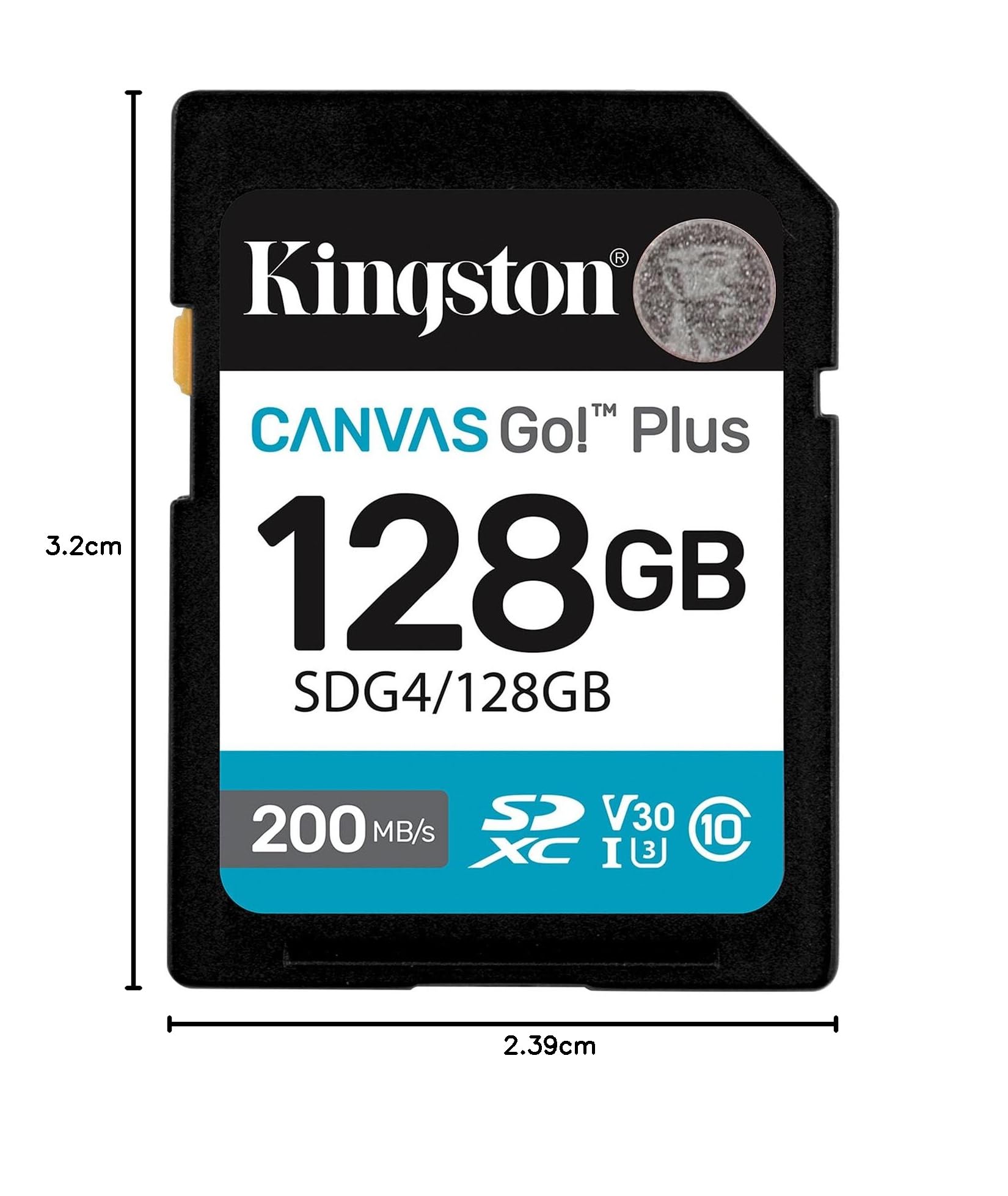 Kingston Canvas Go Plus SDXC Memory Card Gen4 200MB/s C10 UHS-I U3 V30 128GB-SDG4/128GB