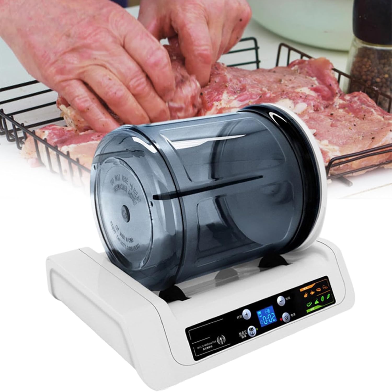 Commercial Electric Vacuum Tumbler Marinator, 5L Meat & Vegetable Tenderizer, Touch Control, 0-10 Hours Timer, LED Display, for Home and Restaurant Use,110V