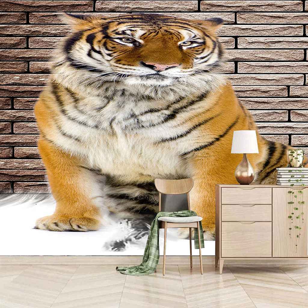 Peintures murales tigre 3D : changez de déco sans colle en 150x105 cm