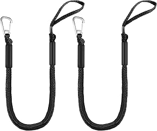 4FT Bungee Dock Lines for Boat | Single Hook Dock Rope | Ideal Boat Ropes for Kayak, Jet Ski & Pontoon (Black)