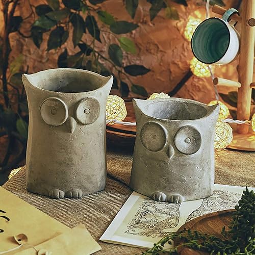 Miniatura 4 de NICOLE Moldes de hormigón de silicona Moldes de resina de yeso de maceta suculenta en forma de búhos