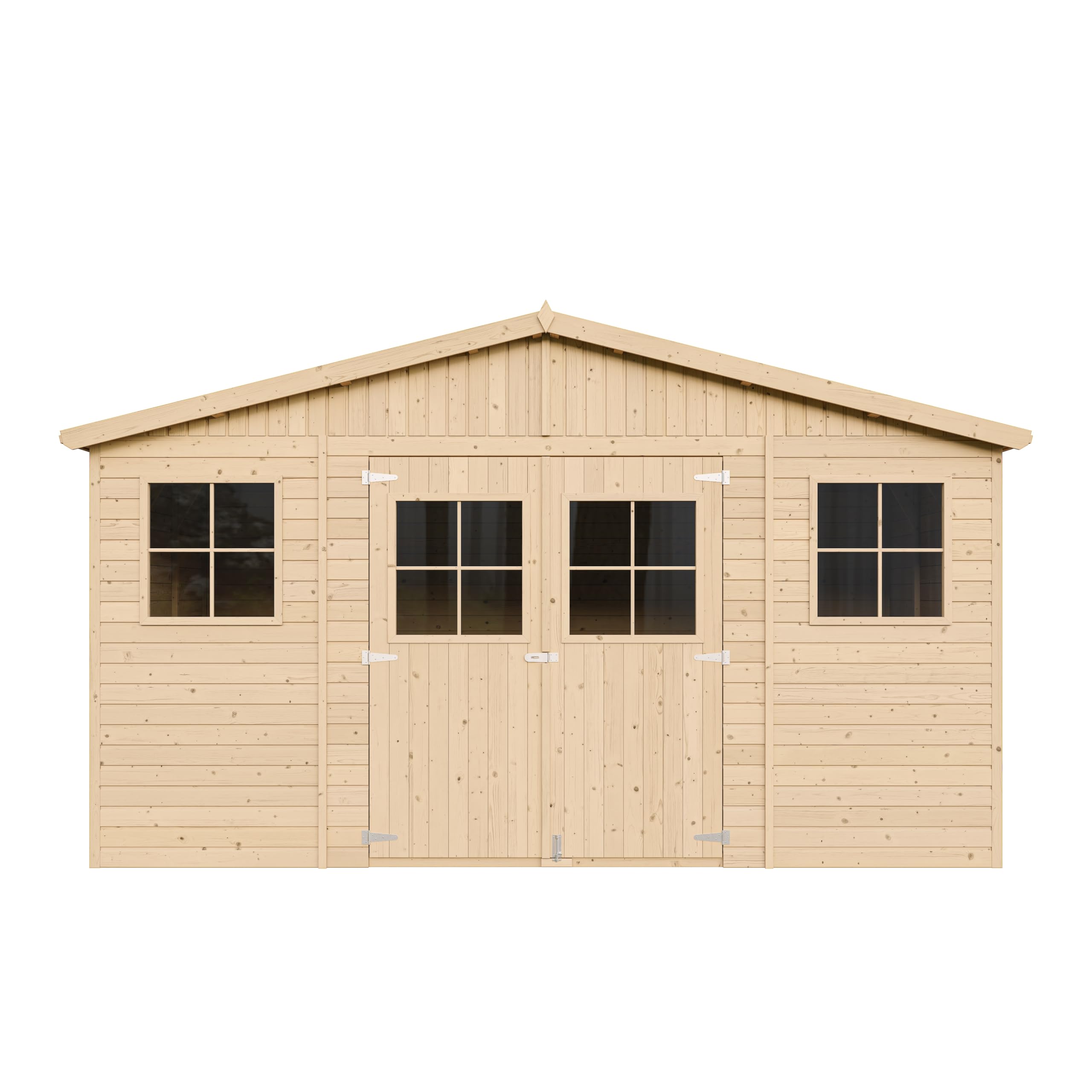 Casa da giardino in legno naturale A246x418x320 cm/12 m²- Magazzino esterno con finestre - Capanno da giardino - Bici, Deposito attrezzi e rimessa TIMBELA M331