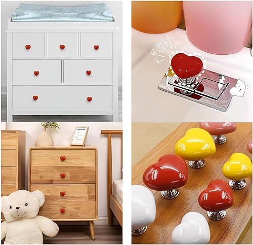 Miniatura 2 de Firtideti Love Heart - Botón de inodoro con forma de corazón, botón de repuesto para inodoro, sin necesidad de perforar agujeros, pomos de cajón,