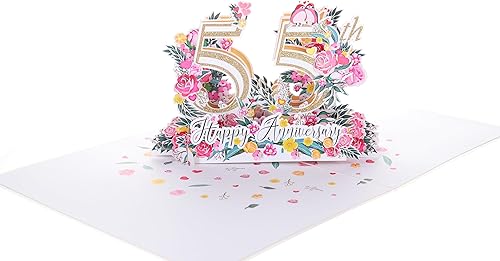 Miniatura 8 de iGifts And Cards Tarjeta de felicitación emergente 3D de aniversario de 55 años  55 años de celebración de matrimonio, almas gemelas, estar juntos,