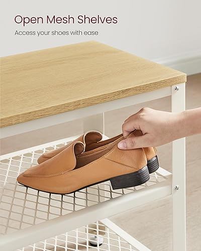 Miniatura 60 de VASAGLE - Zapatero de 3 niveles, estantes de almacenamiento de 39,4 pulgadas de largo, para entrada, sala de estar, pasillo, muebles de acento, café