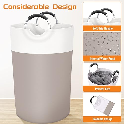 Vista 63 de BlissTotes - Canasta de lavandería plegables para ropa sucia, canasta impermeable con asas de aluminio protegidas de espuma para dormitorio Azul