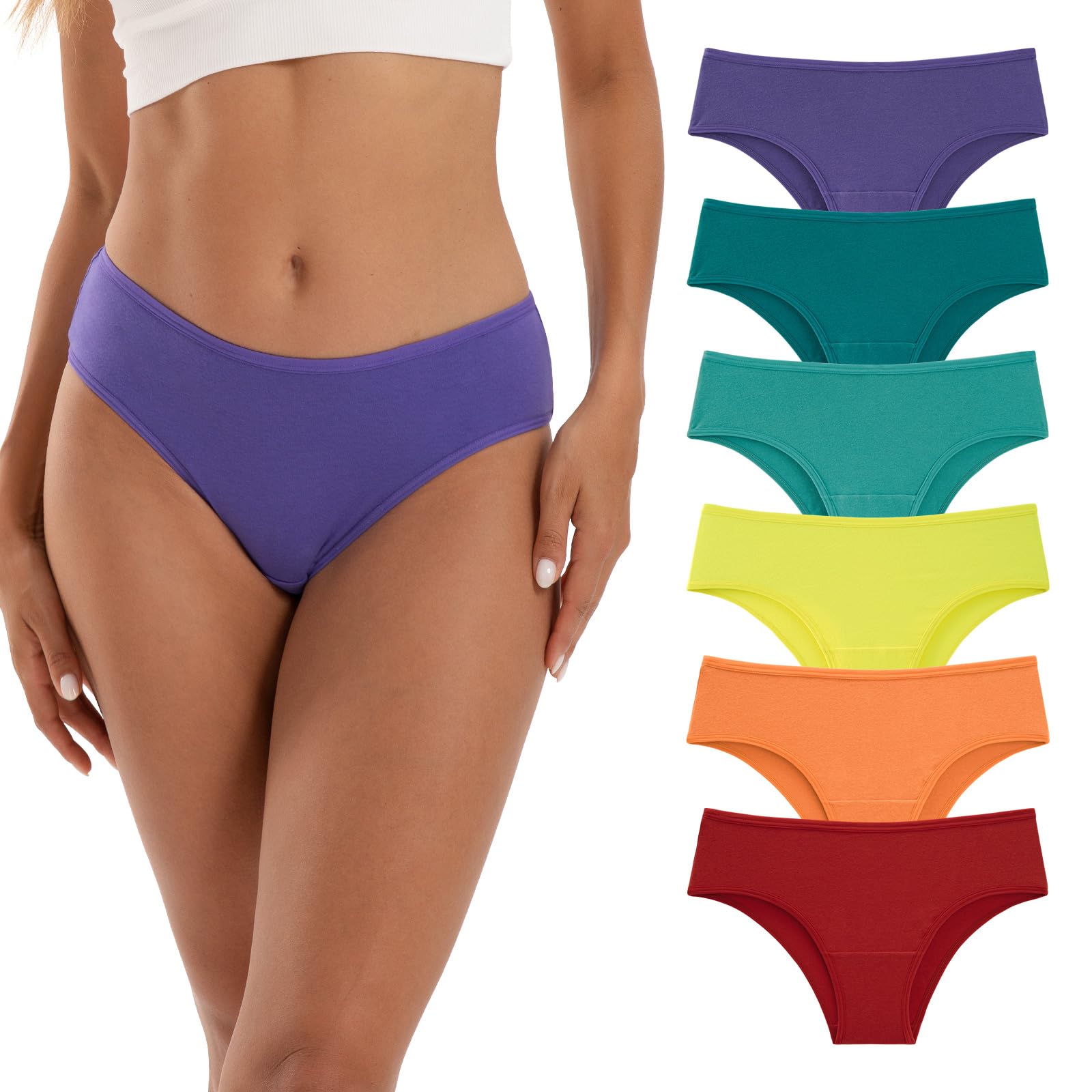 INNERSY Slip Donna Cotone Vita Media Mutande Brasiliana Bikini Mutandine Hipster Intimo Pacco da 6