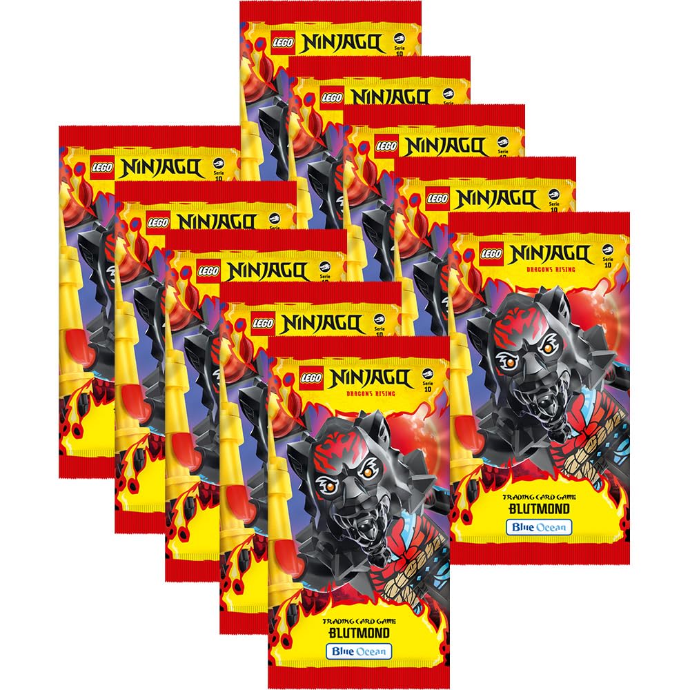 Bundle mit LEGO Ninjago Serie 10 BLUTMOND (2025) Trading Cards - 1 Leere Sammelmappe + 10 Booster + Exklusive Collect-it Hüllen