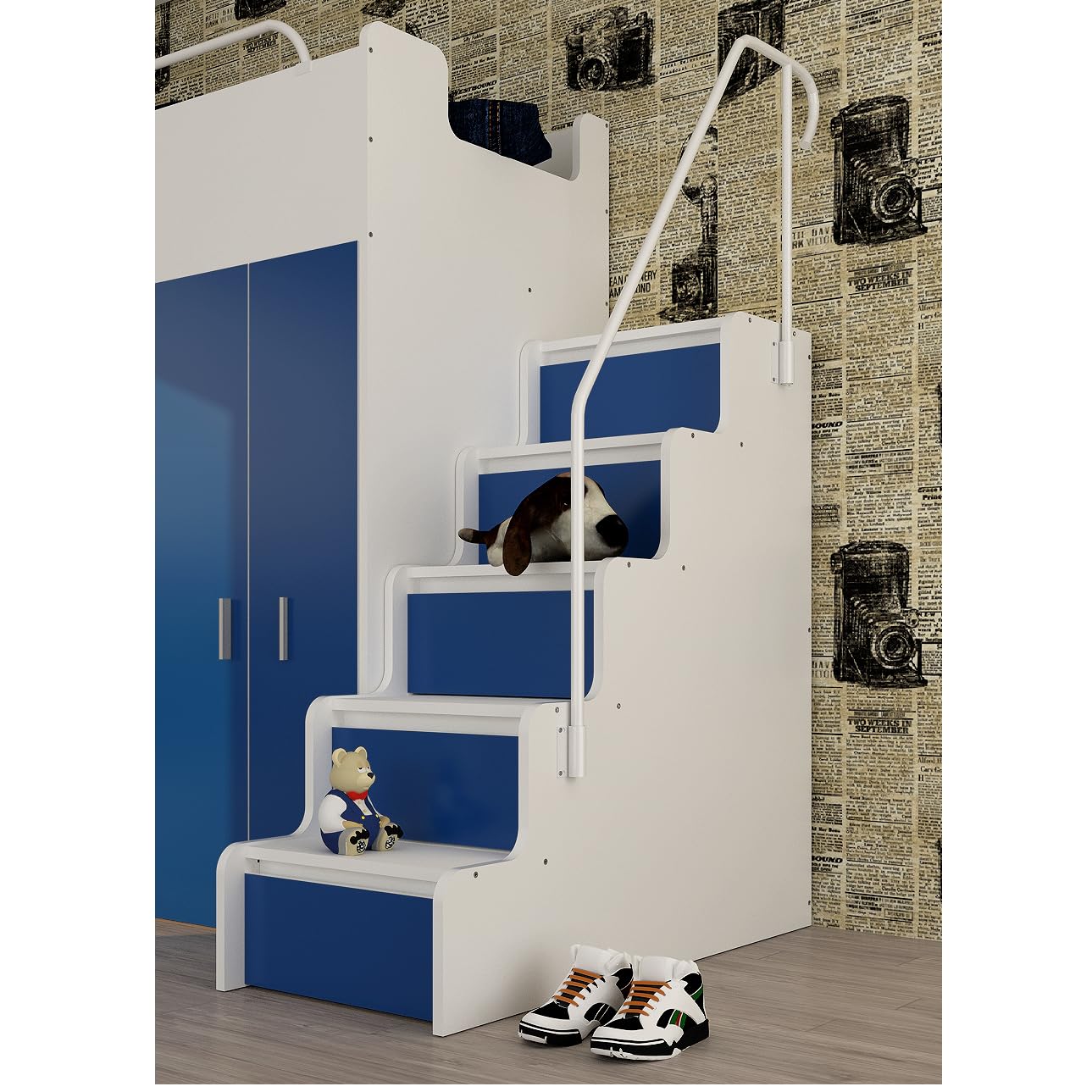Treppe zum Hochbett Etagenbett JSM-4 MATT mit 5 Schubladen