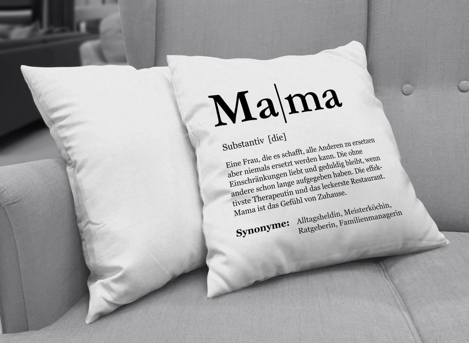 Tassenbrennerei Kissen mit Spruch: Definition Mama - Inklusive Kissenfüllung - Polster als Geschenk für Mutter