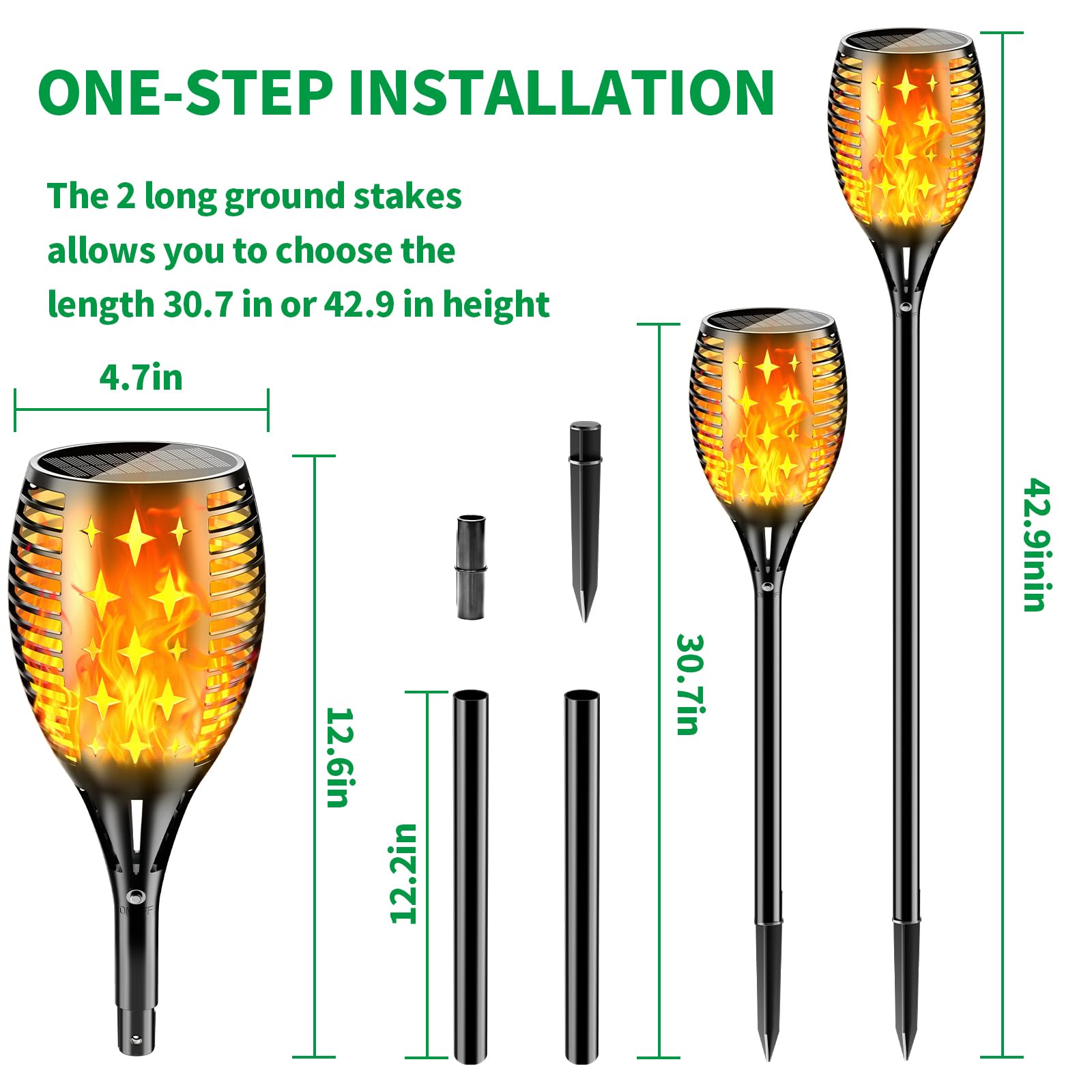 YoungPower Solar-Taschenlampe 2er-Set