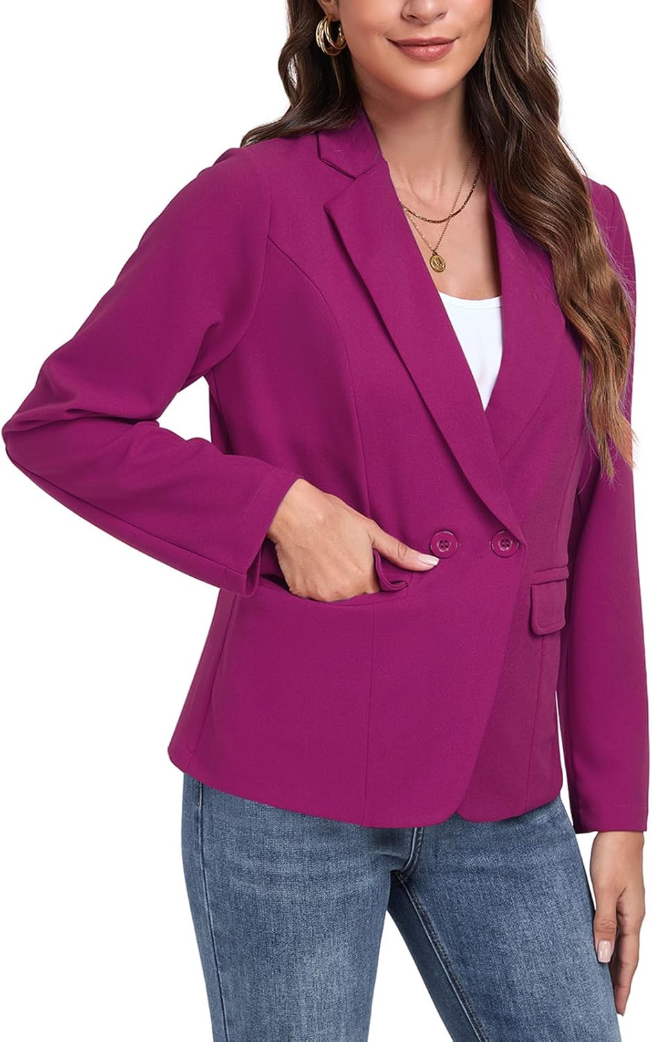 Womens Blazers Casual Long Sleeve Lapel Button Work Office Blazer Jackets with Pockets 2025, S-2XL - Image 3