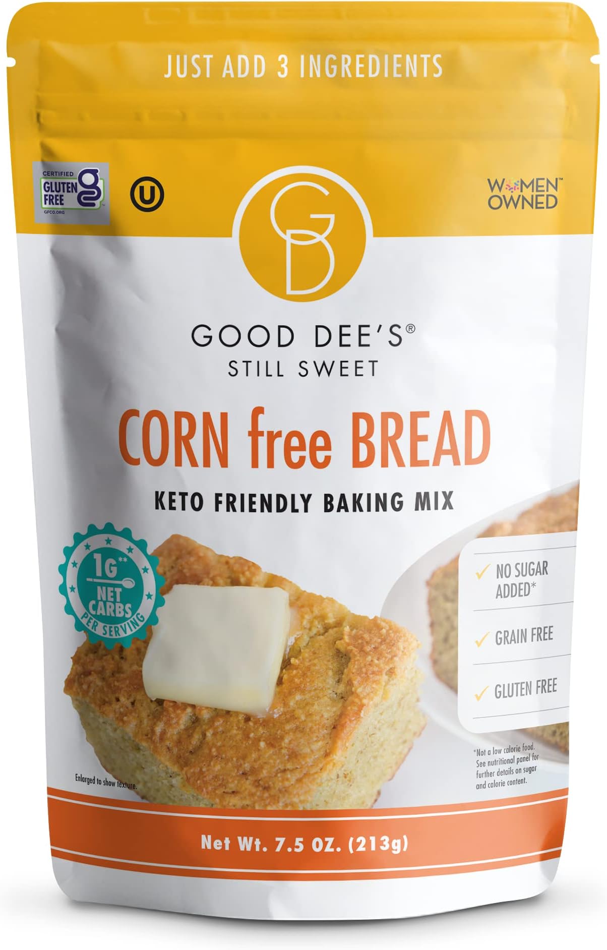 Good Dee’s Corn Bread Baking Mix - Grain Free, Sugar Free, Gluten Free, Wheat Free, and Low Carb,7.5 Oz