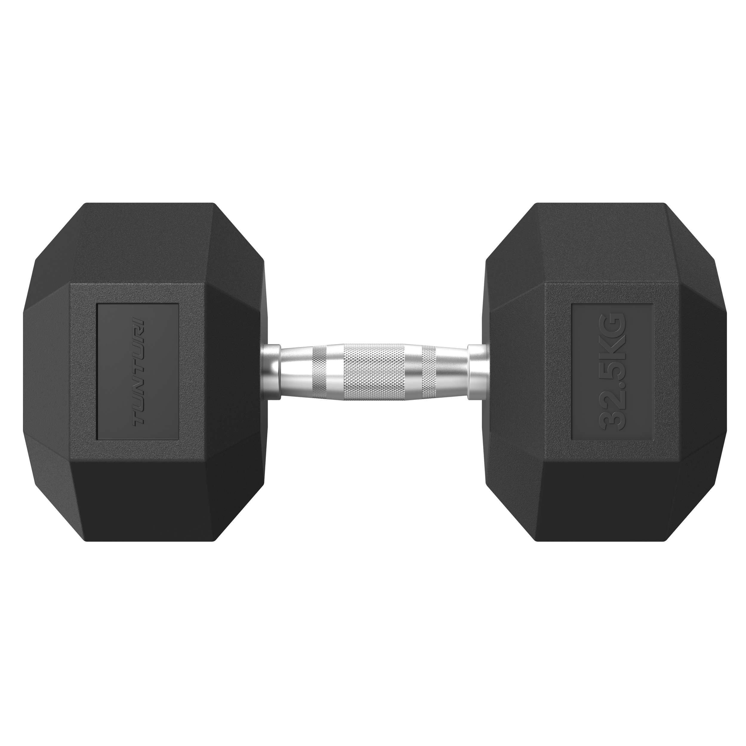 Tunturi Platinum Hexa Hantel - Gummi - 1x 32,5kg - Schwarz